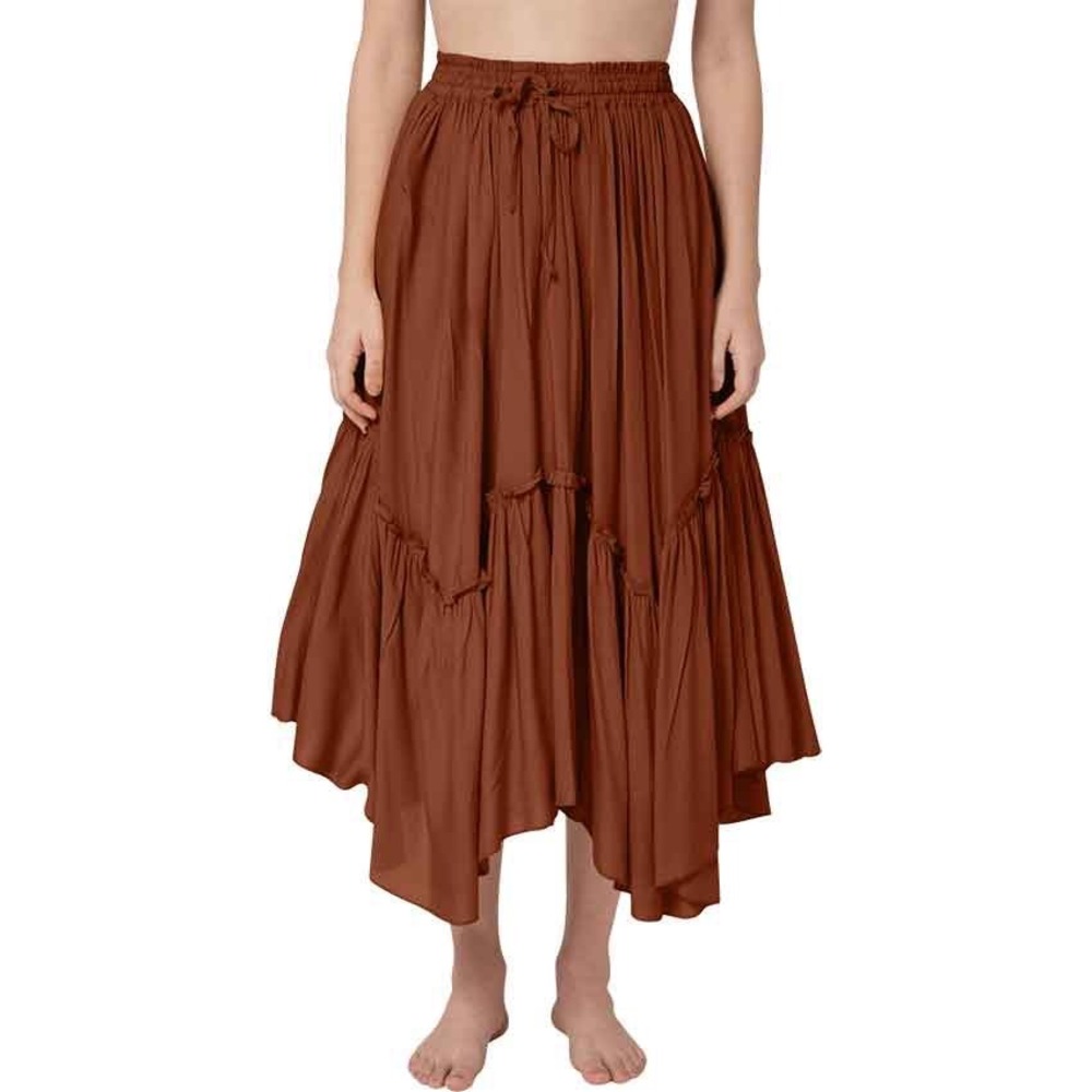 Scarlet Darkness Maxi Skirt Brown Tiered Handkerchief Hem Ren Faire - Small
